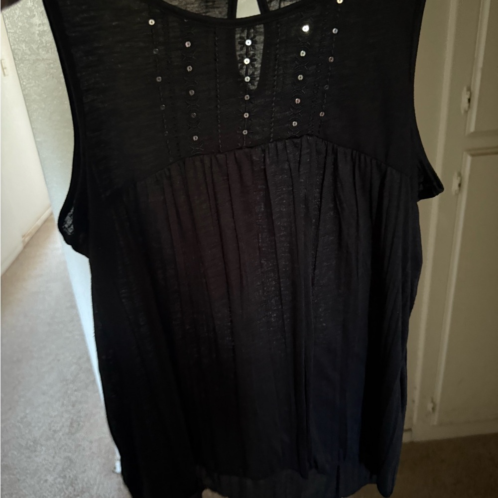 Faded Glory Black Embellished Relaxed Blouse